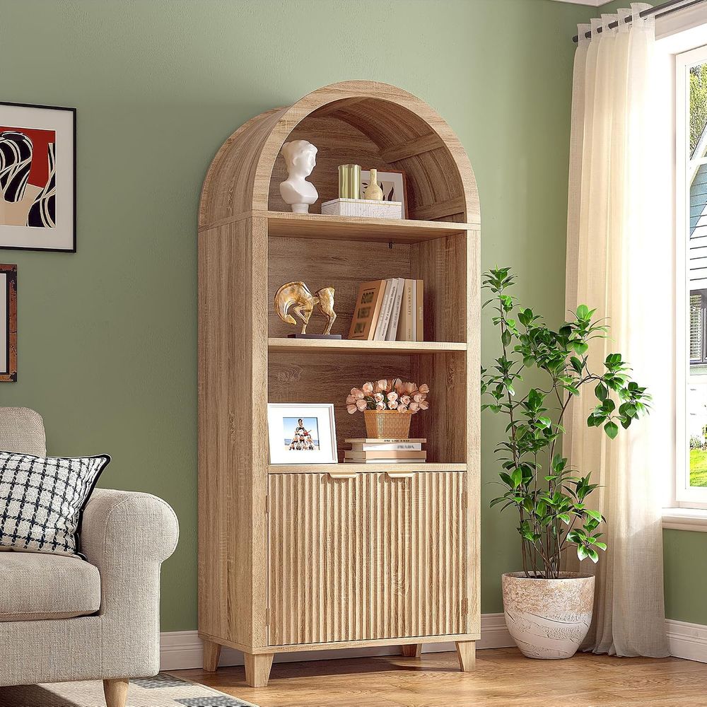 Storage & Organization - Arched Cabinet, 5-Tier Storage Shelves, Light