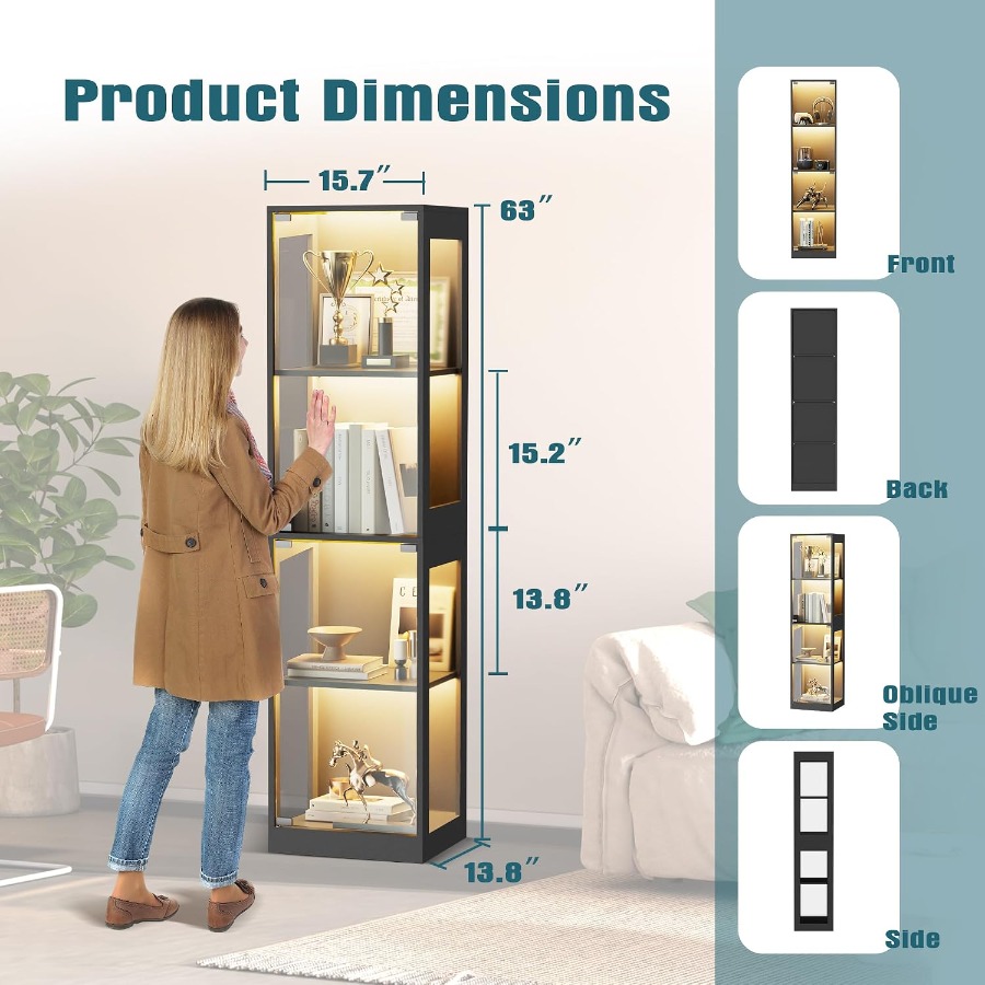 Display Cabinet with Glass Doo - Lighting ulasan dan harga