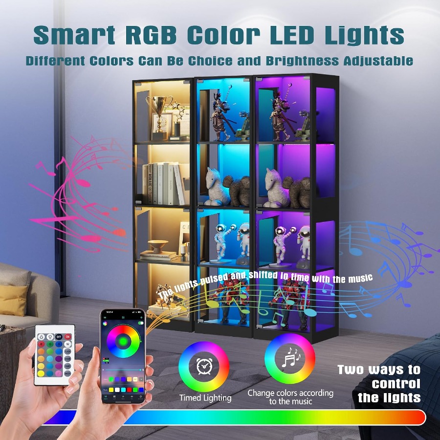 Display Cabinet with Glass Doo - Lighting ulasan dan harga