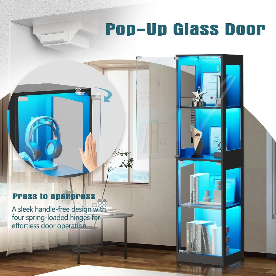 Display Cabinet with Glass Doo - Lighting ulasan dan harga